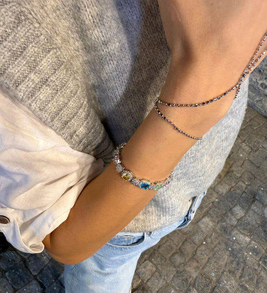 Zirkon Renkli Taş Kaplama Çelik - Bileklik