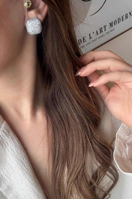 Pave Crystal Silver Küpe