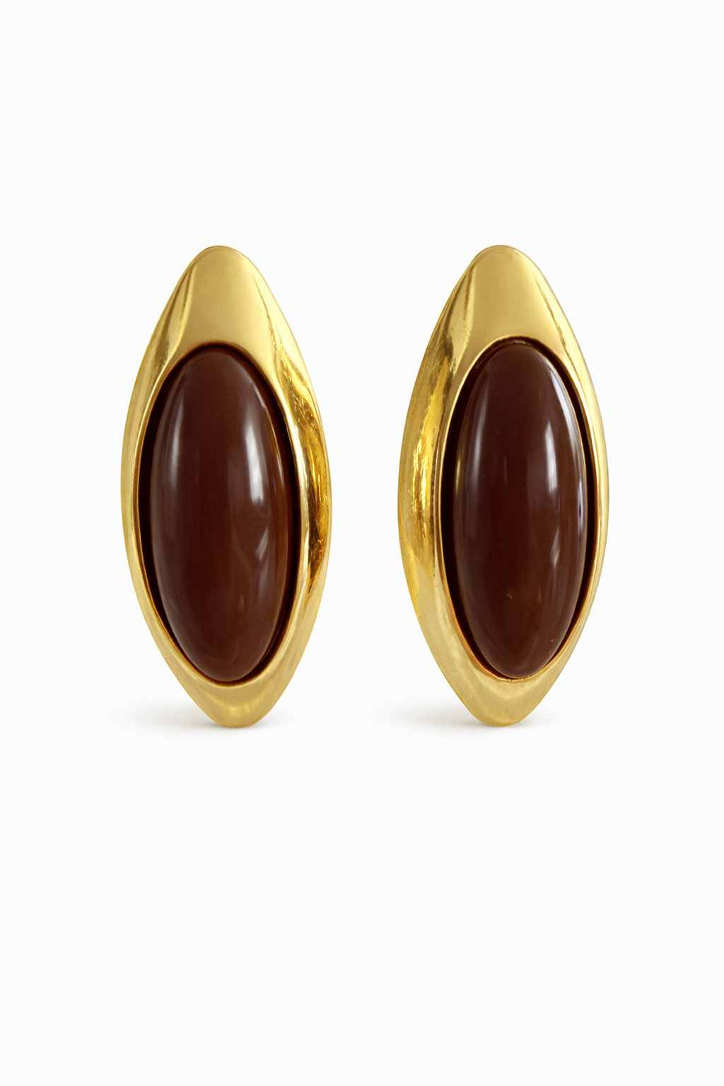 Amber Oval Gold Küpe