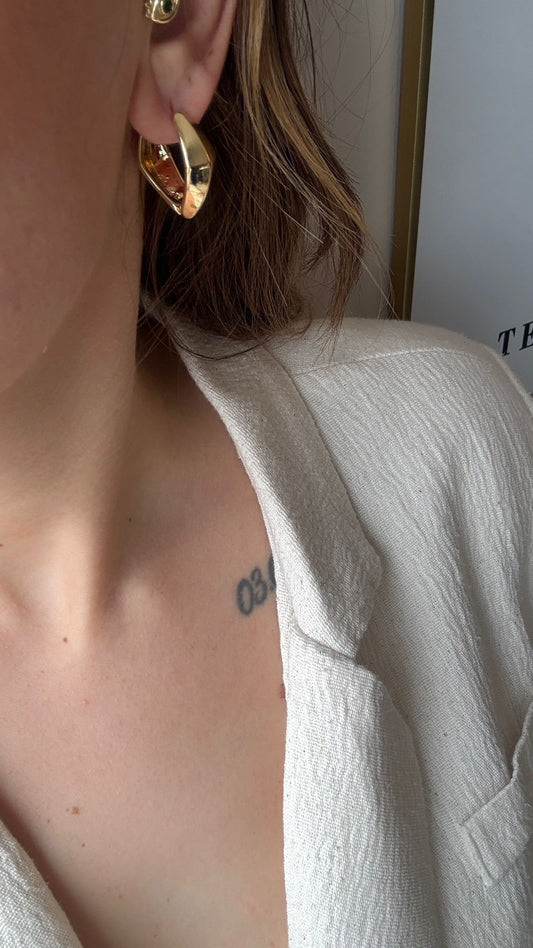 Modern Gold Halka Küpe