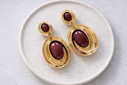 Amber Oval Drop Marka Model Küpe