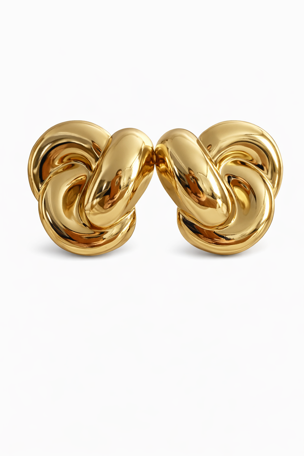 Şık Düğüm Formlu Gold Küpe