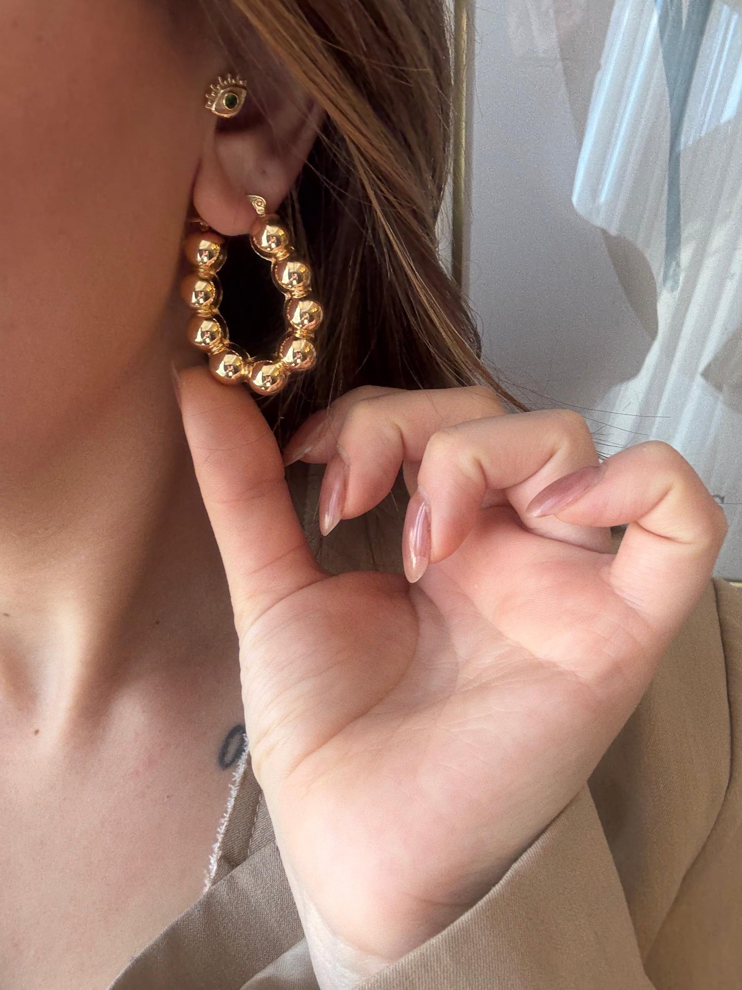 Gold Bubble Halka Küpe