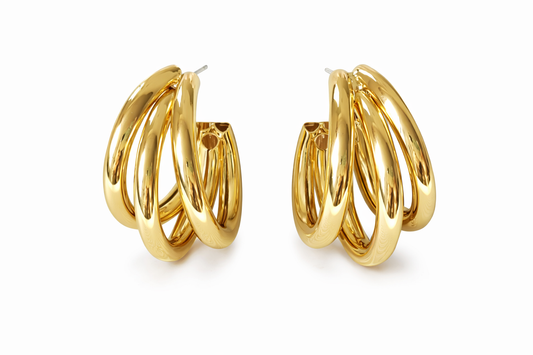 Gold 3 Sıra Boru Halka Küpe