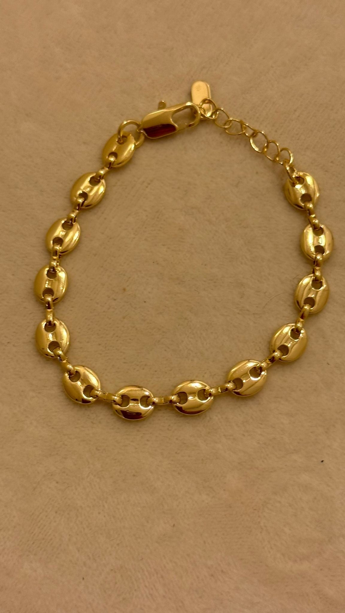 Oval Baklalı Gold Zincir Bileklik