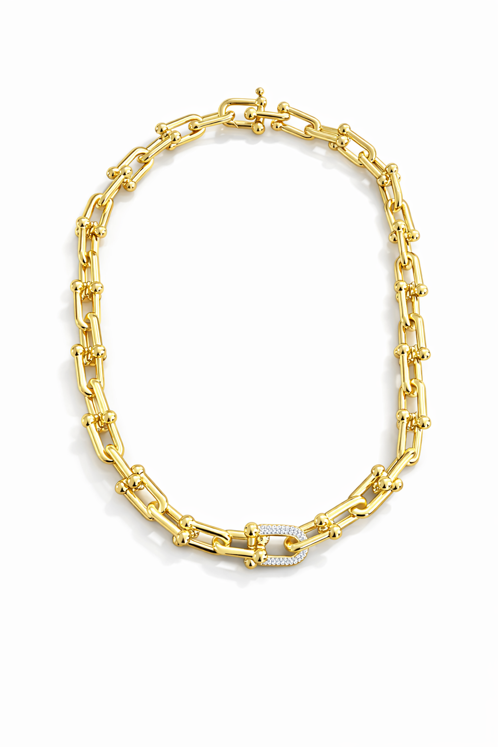 Gold Chain Detaylı Kilit Kolye