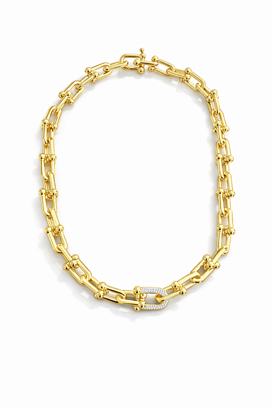 Gold Chain Detaylı Kilit Kolye