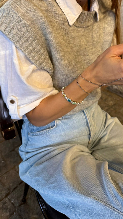 Zirkon Renkli Taş Kaplama Çelik - Bileklik