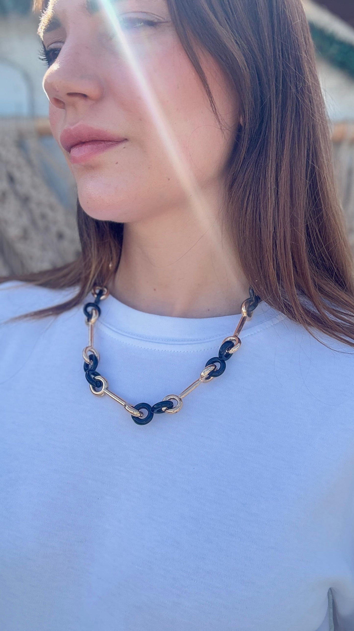 Milano Siyah Gold Marka Model Kolye