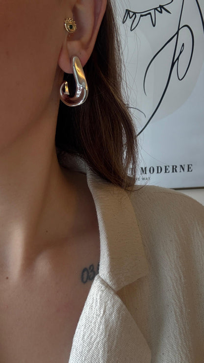Modern Sculptural Silver Küpe