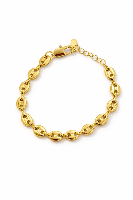 Oval Baklalı Gold Zincir Bileklik