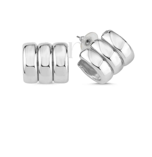 3’Halka Bombeli Silver Küpe