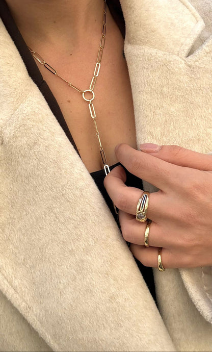 Uzun, dikdörtgen zincir halka- Kolye