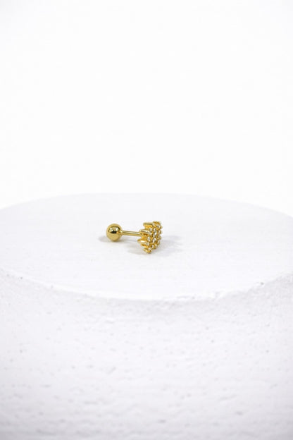 Taş Detaylı Silver Renk Arkadan Vidalı Kıkırdak Piercing