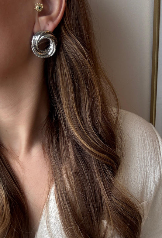 Spiral Silver Halka Küpe