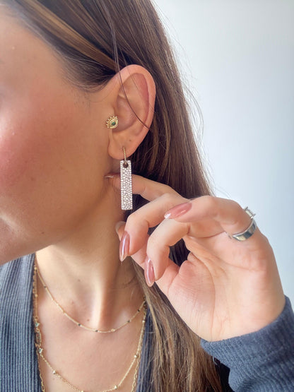 Zirkon Taşlı Blok Küpe